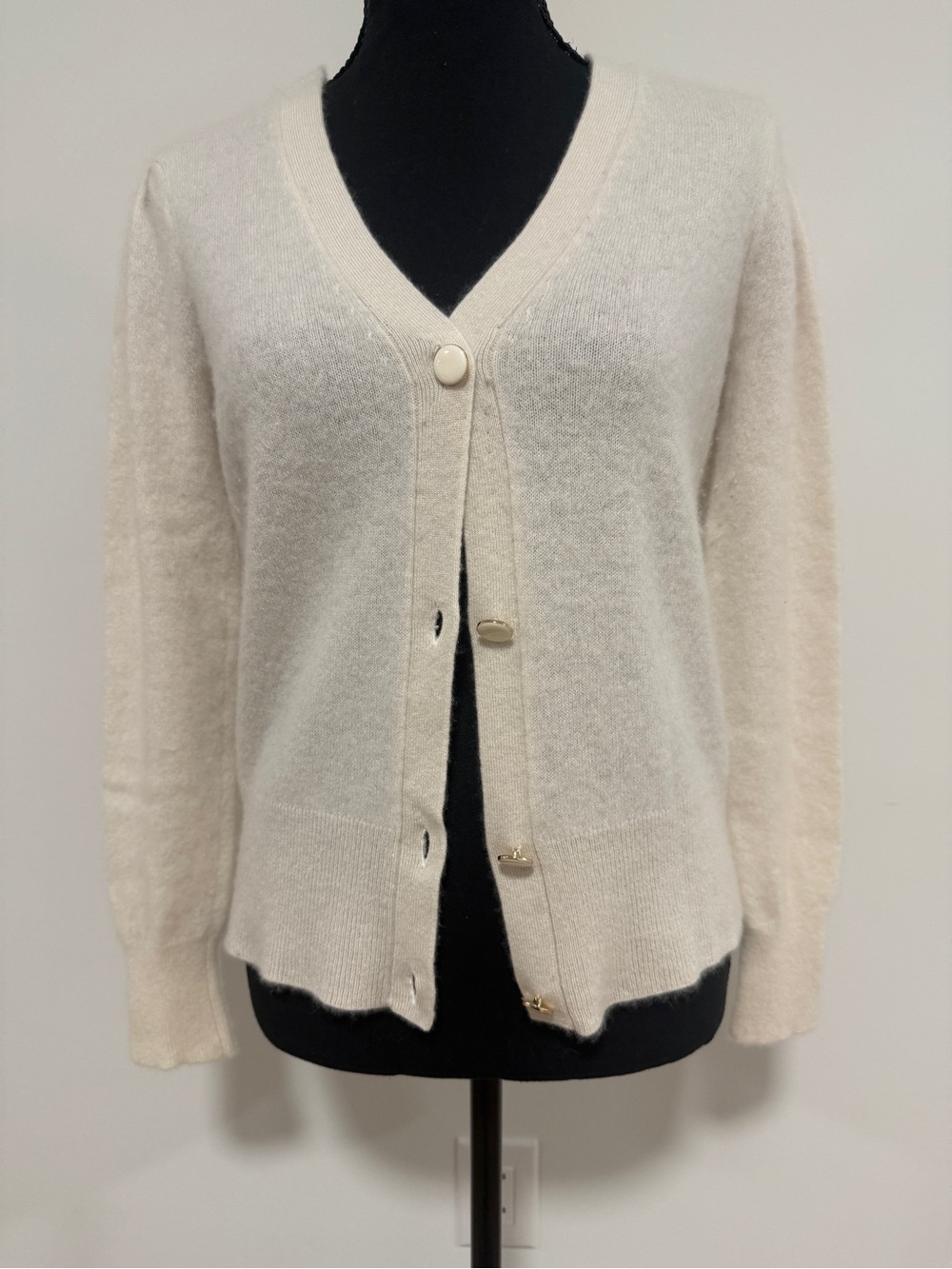 Joie 100% Cashmere Cardigan Cream White V Neck Button Front Soft Luxe M Cottage